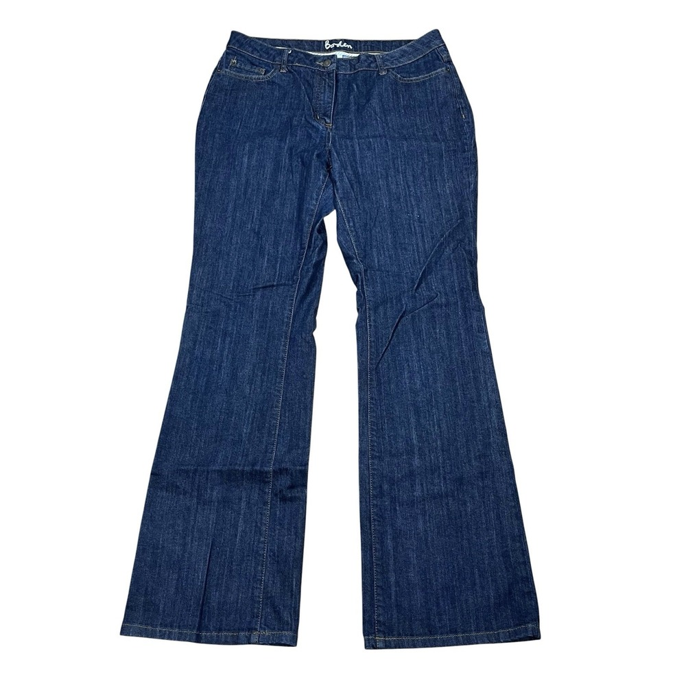 Boden Bootcut Jeans Womens 12 Long (34x33) Dark Wash Blue Stretch Denim Preppy